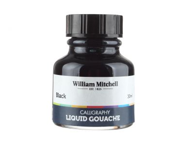 Gwasz kaligraficzny William Mitchell Liquid Gouache Black 30 ml