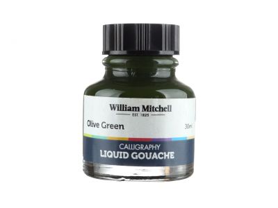 Gwasz kaligraficzny William Mitchell Liquid Gouache Olive Green 30 ml